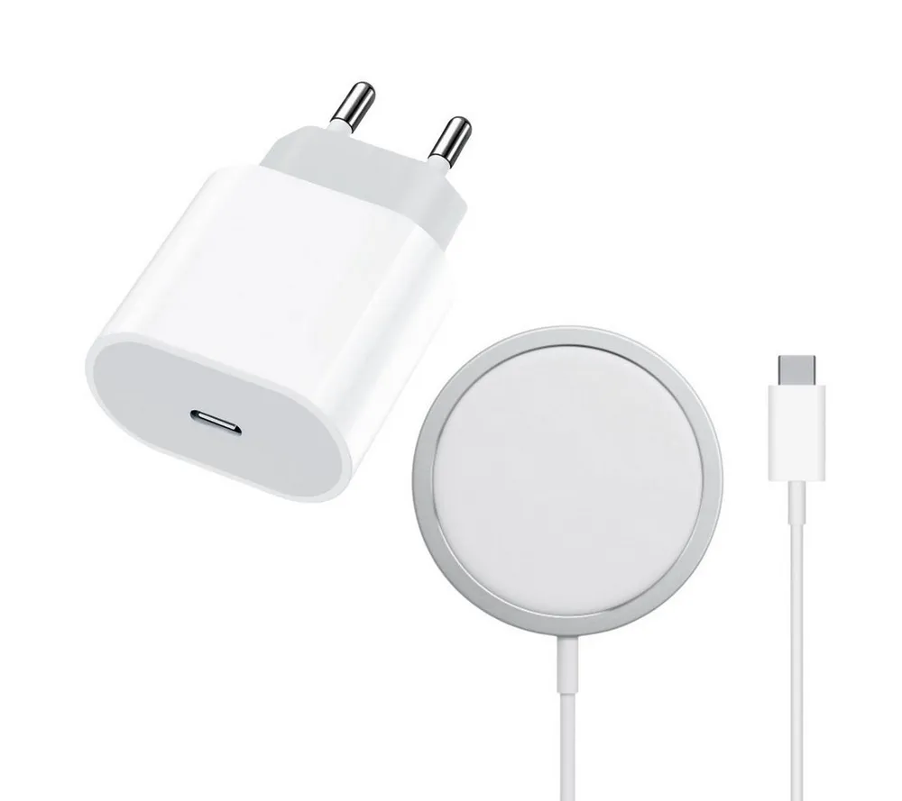 Shopbrothers Schnellladegerät USB-C 20W Power Adapter inkl. Magsafe Ladeset iPhone magnetisches Ladekabel, (100 cm), Magsafe, Ladekabel iPhone