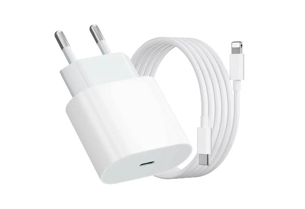 Shopbrothers Schnellladekabel 20W USB C für Apple iPhone 12 13 14 X Xs Xr Schnelllade-Gerät (20W Adapter mit Schnellladefunktion)
