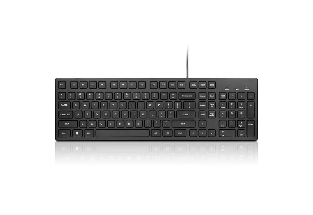 SHOU PC-Tastatur USB Kabel Schwarz 104 Tasten US Layout für PC&Laptop Büro PC-Tastatur (Geräuschloses Office-Modell mit US QWERTY,kompatibel Windows/Mac/Linux)