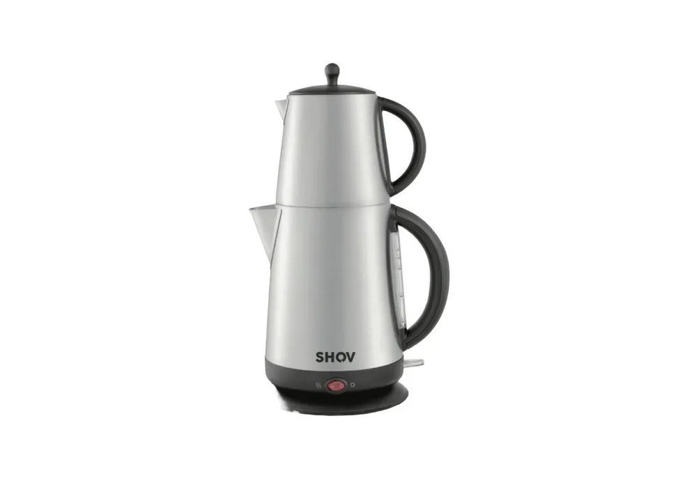 SHOV Wasser-/Teekocher Elektrischer Edelstahlteekocher Vol:1,7L, TeeVol:1L Dual-Heizelement