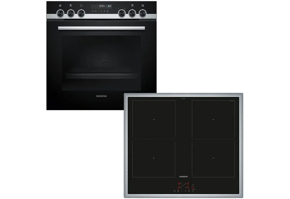 SIEMENS Flex-Induktions-Herd-Set PQ521DB2ZM, mit Backwagen, Backwagen mit ausziehbarer Tür für bequemes Kochen & Backen