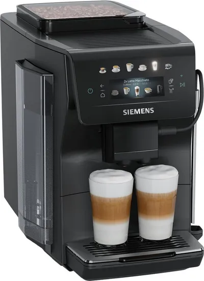 SIEMENS Kaffeevollautomat EQ600 TP601E09, 6 Getränke, XL-Getränke, bis zu 480ml, Kannenfunktion, Doppeltassenfunktion,Keramikmahlwerk, entnehmbare Brüheinheit, Schwarz