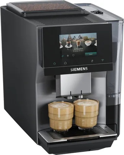 SIEMENS Kaffeevollautomat EQ700 TP725E01, 41 verschiedene Getränke, XL-Getränke, 20 Favoriten, farbiges Full-Touch-Display, Doppeltassenfunktion, sehr leise, grau