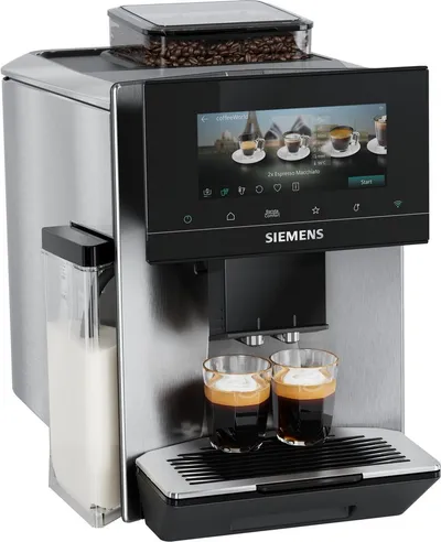 SIEMENS Kaffeevollautomat EQ900 TQ923E03, 41 versch. Getränke, XL-Getränke, Doppeltassenfunktion, farbiges 6.8'' TFT-Display, individuelle Aromaeinstellung, Edelstahl