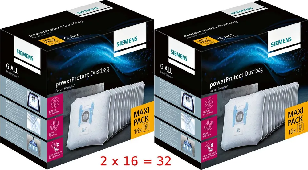 SIEMENS Staubsaugerbeutel 16 Stück SuperTEX TYP G GALL, passend für Siemens, Bosch