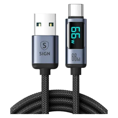 SIGN Prism Series 66W USB-A to USB-C Cable with Shield, 1.2m - Black