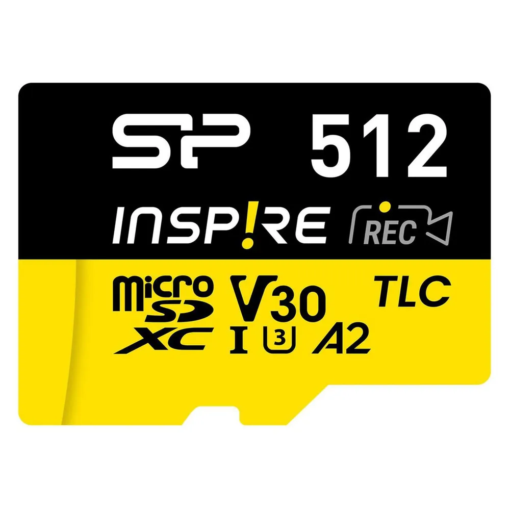 microSDXC Silicon Power Inspire 512GB UHS-I U3 V30 170MB/s 150MB/s schwarz-gelb