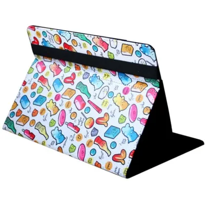 SilverHT Cool Candy White Universal-Hülle mit Aufdruck und Ständer für 9-11-Zoll-Tablets