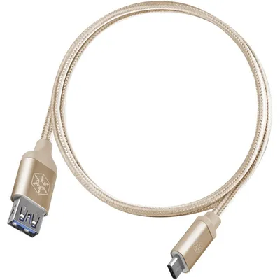 SilverStone CPU05G-500 Nylon-USB-C-auf-USB-A-Stecker/Buchse-Kabel, 0,5 m, Gold