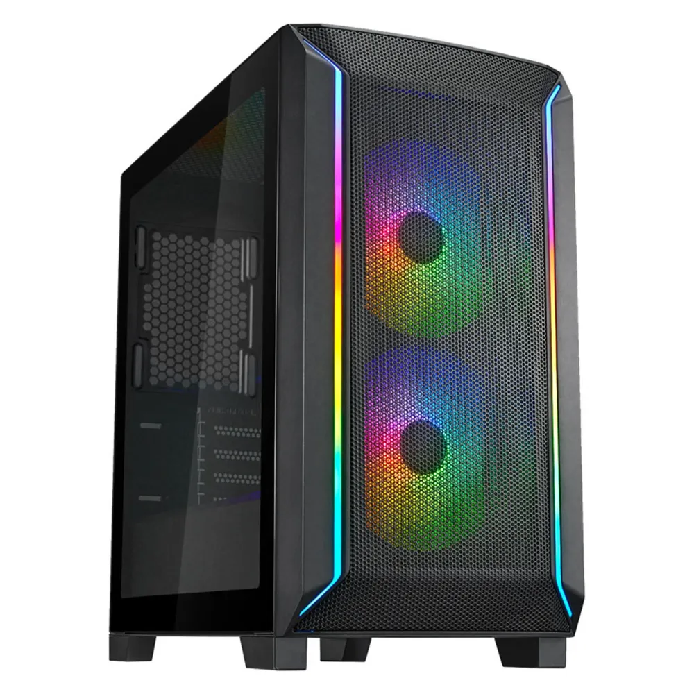 PC-Gehäuse SilverStone FARA 312Z Midi Tower ARGB Glasfenster Schwarz Gaming
