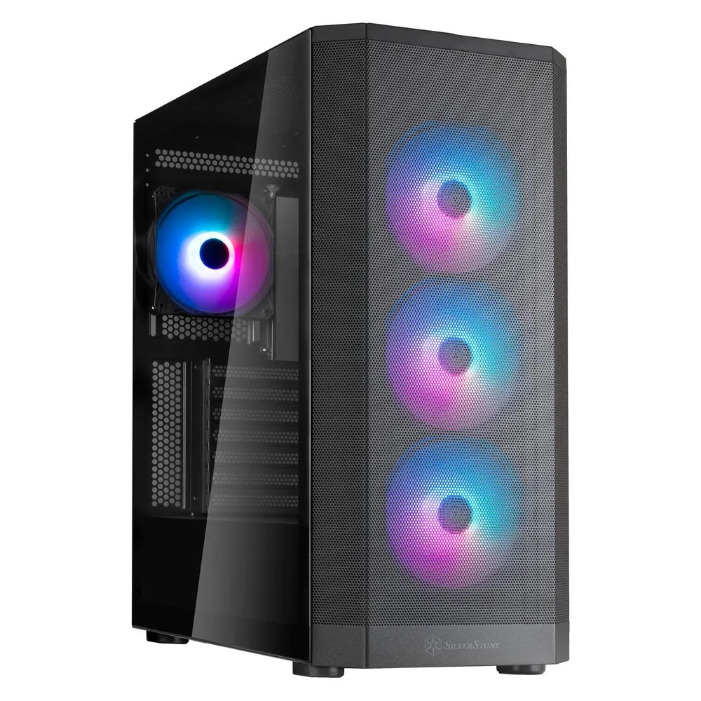 PC-Gehäuse SilverStone FARA 514X Midi Tower Glasfenster ARGB Schwarz Gaming
