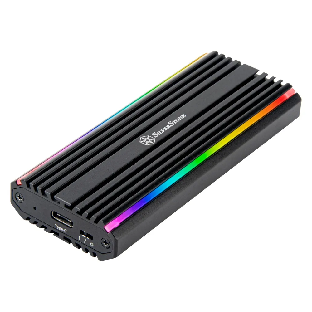 Silverstone Technology SST-MS13 - USB-C-3.2-Gen2-10-Gbps-NVMe- / SATA-M.2-SSD-RGB-Gehäuse, 71175, Sc