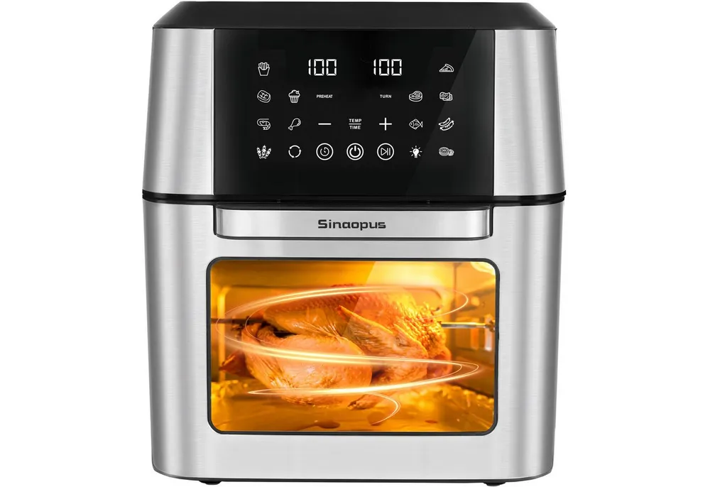 Sinaopus Heißluftfritteuse 12L Air fryer XXL mit 12 Kochprogramme für Familien , 1800 W, Fritteuse und Minibackofen 2-in-1, Airfryer mit Zubehör, ohne Öl