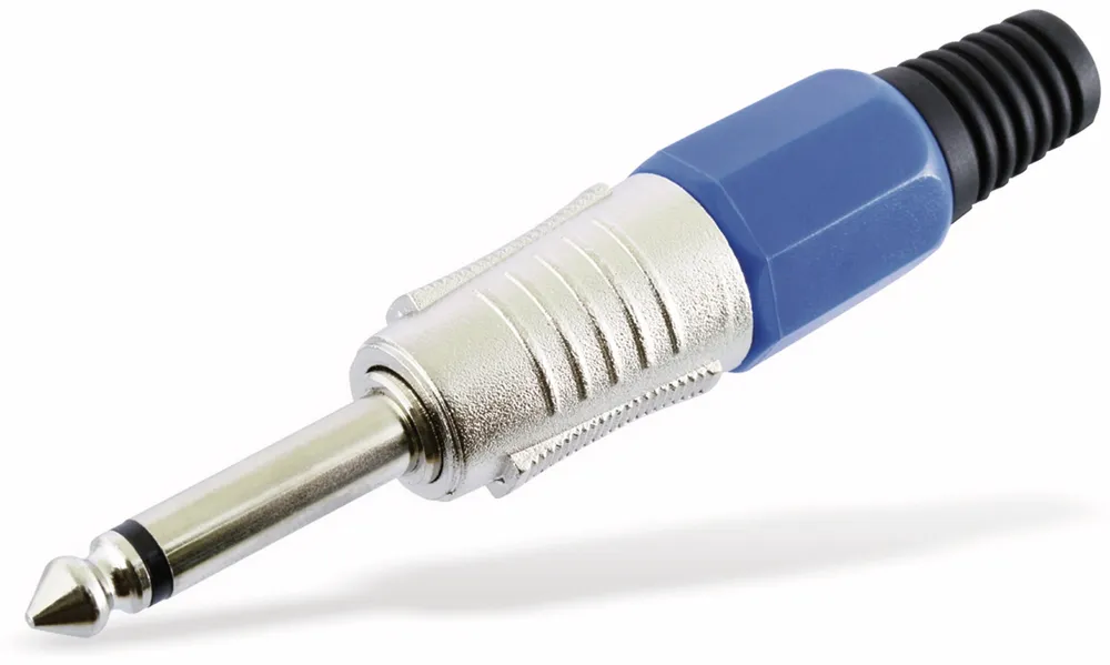 Klinkenstecker, 6,3 mm, mono, blau