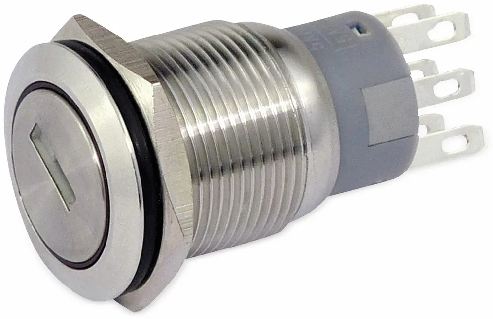 Schlüsselschalter metall 19 mm, 2 x Wechsler