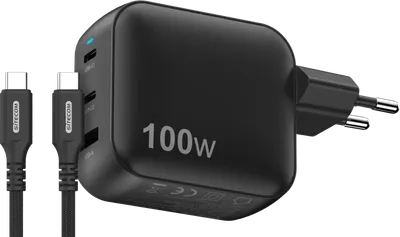 Sitecom 100 W GaN Power Delivery Wandladegerät + Sitecom USB-C-auf-USB-C-Kabel 2 m