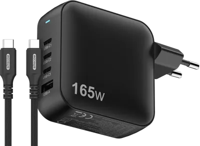 Sitecom 165 W GaN Power Delivery Wandladegerät + Sitecom USB-C-auf-USB-C-Kabel 2 m