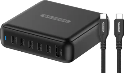 Sitecom 200 W GaN Power Delivery Wandladegerät + Sitecom USB-C-auf-USB-C-Kabel 2 m