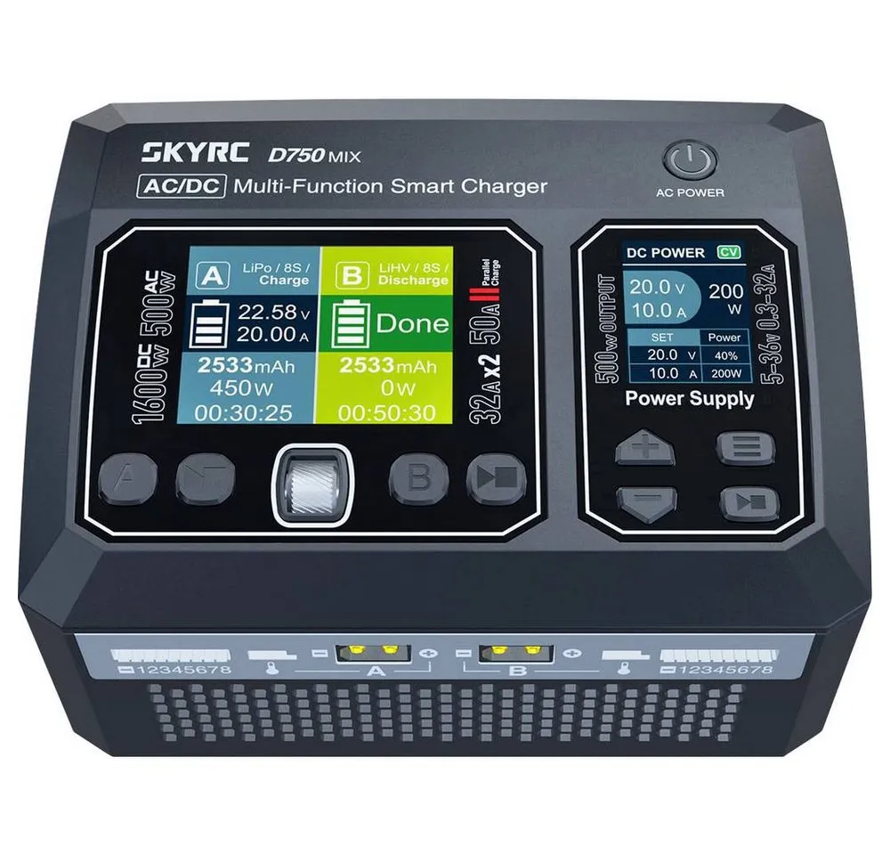 SkyRC D750 MIX Modellbau-Ladegerät 32 A Blei, LiFePO, LiHV, LiIon, LiPo, Modellbau-Ladegerät