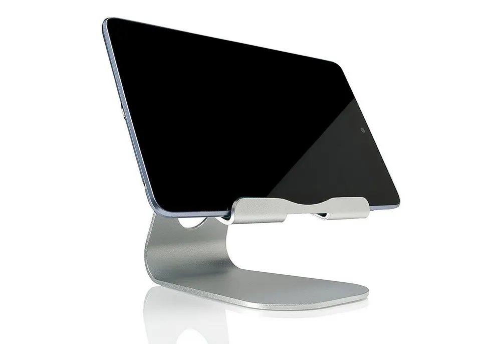 SLABO Tablet-Halterung universelle Tablethalterung Universal für alle Tablets, iPads etc. "Aluminium" Universell Stand Holder - SILBER