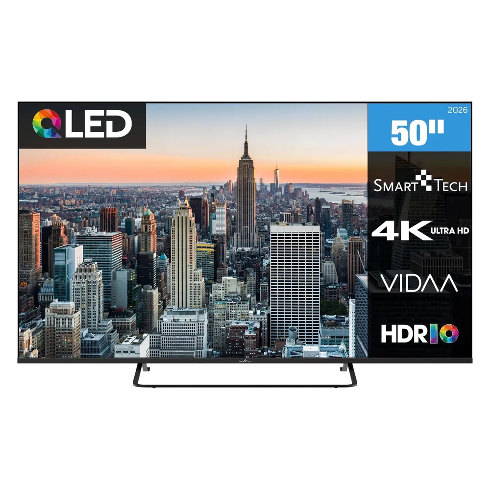 TV Smart Tech QLED 50QV02K 50" 4K UltraHD 60Hz Smart TV VIDAA HDR10 Dolby Vision