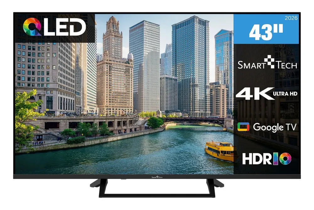 Smart Tech 43QG06V QLED-Fernseher (108 cm/43 Zoll, 4K Ultra HD, Google TV, Google Smart TV, HDR, Bluetooth, Triple-Tuner)
