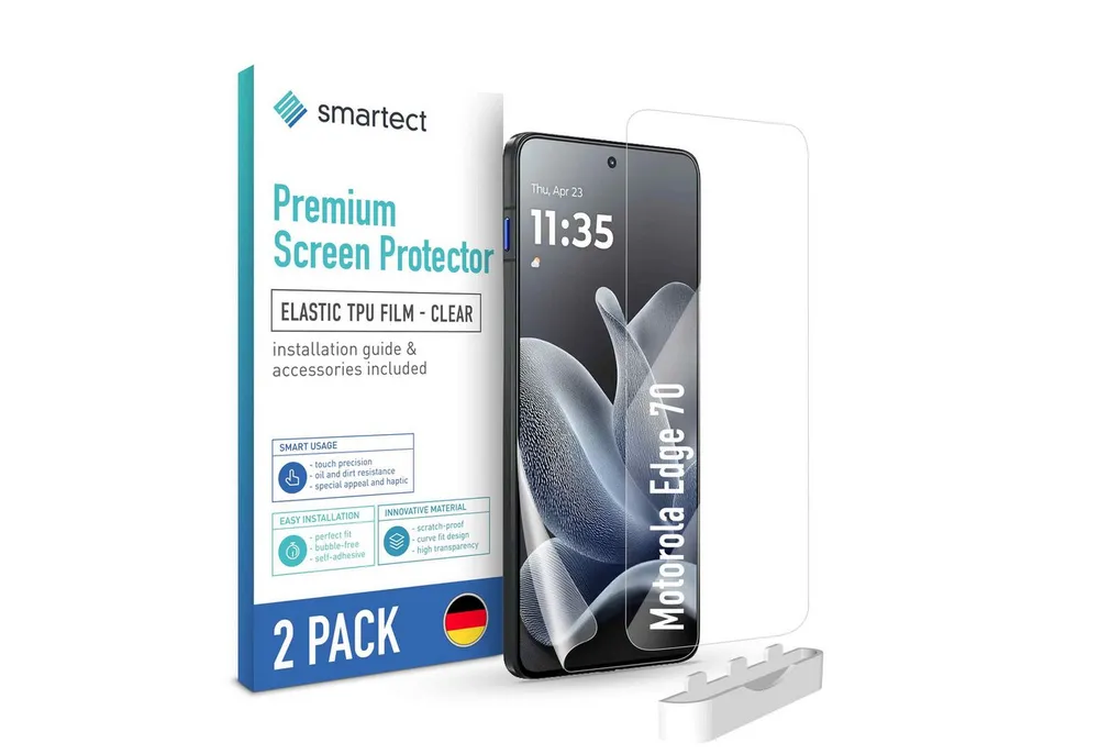 smartect Displayschutzfolie TPU Schutzfolie Klar für Motorola Edge 70, Set, 2 Stück, Panzerfolie Bildschirm Displayfolie