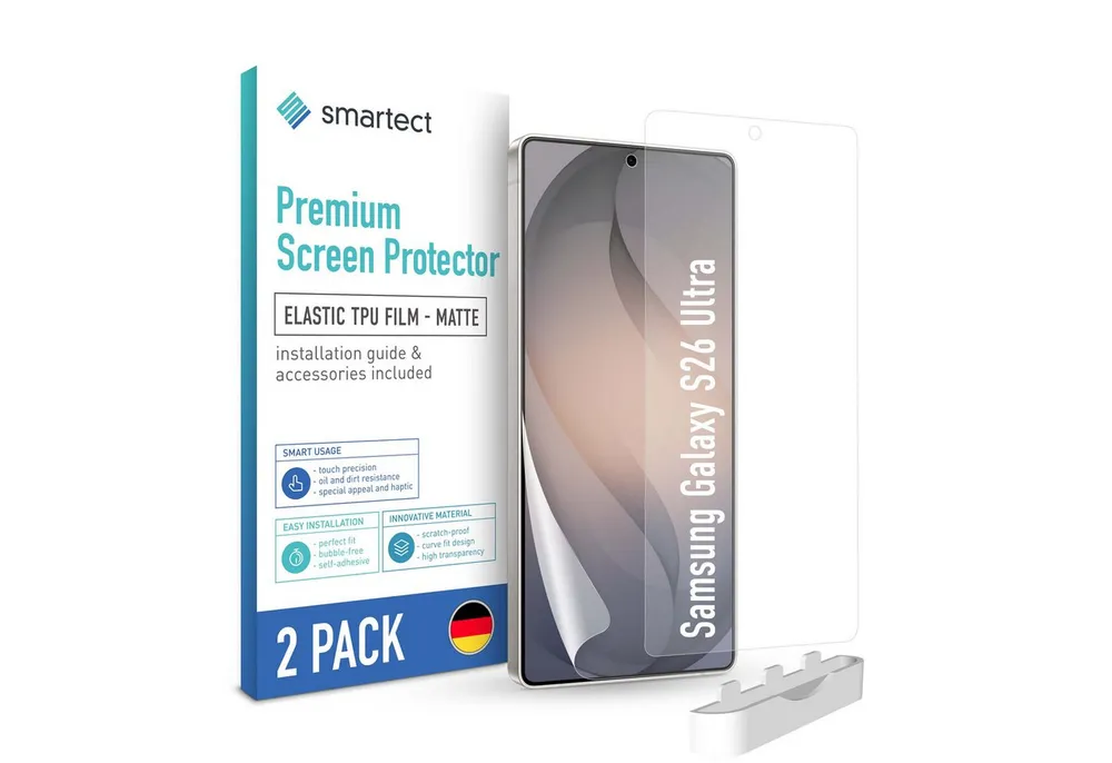 smartect Displayschutzfolie TPU Schutzfolie Matt für Samsung Galaxy S26 Ultra, Set, 2 Stück, Panzerfolie Bildschirm Displayfolie