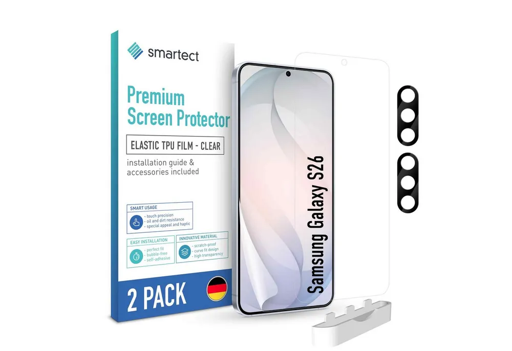 smartect Displayschutzfolie TPU Schutzfolie Klar für Samsung Galaxy S26, Set, 2 Stück, Panzerfolie Bildschirm Displayfolie