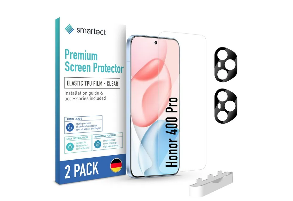 smartect Displayschutzfolie TPU Schutzfolie Klar für Honor 400 Pro, Set, 2 Stück, (Display + Kamera) Panzerfolie Displayfolie