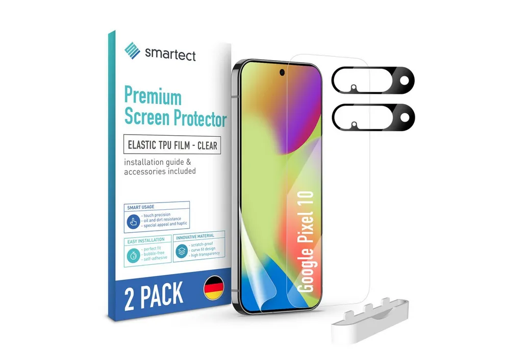 smartect Displayschutzfolie TPU Schutzfolie Klar für Google Pixel 10, Set, 2 Stück, (Display + Kamera) Panzerfolie Displayfolie