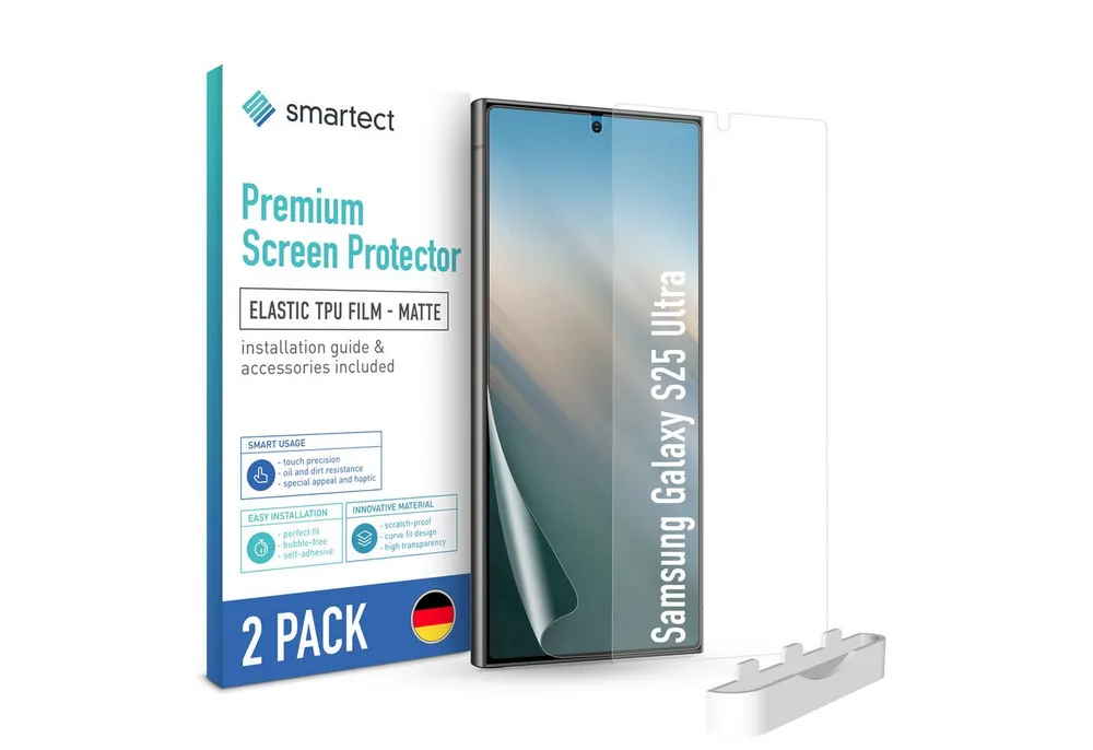 smartect Displayschutzfolie TPU Schutzfolie Matt für Samsung Galaxy S25 Ultra, Set, 2 Stück, Panzerfolie Bildschirm Displayfolie