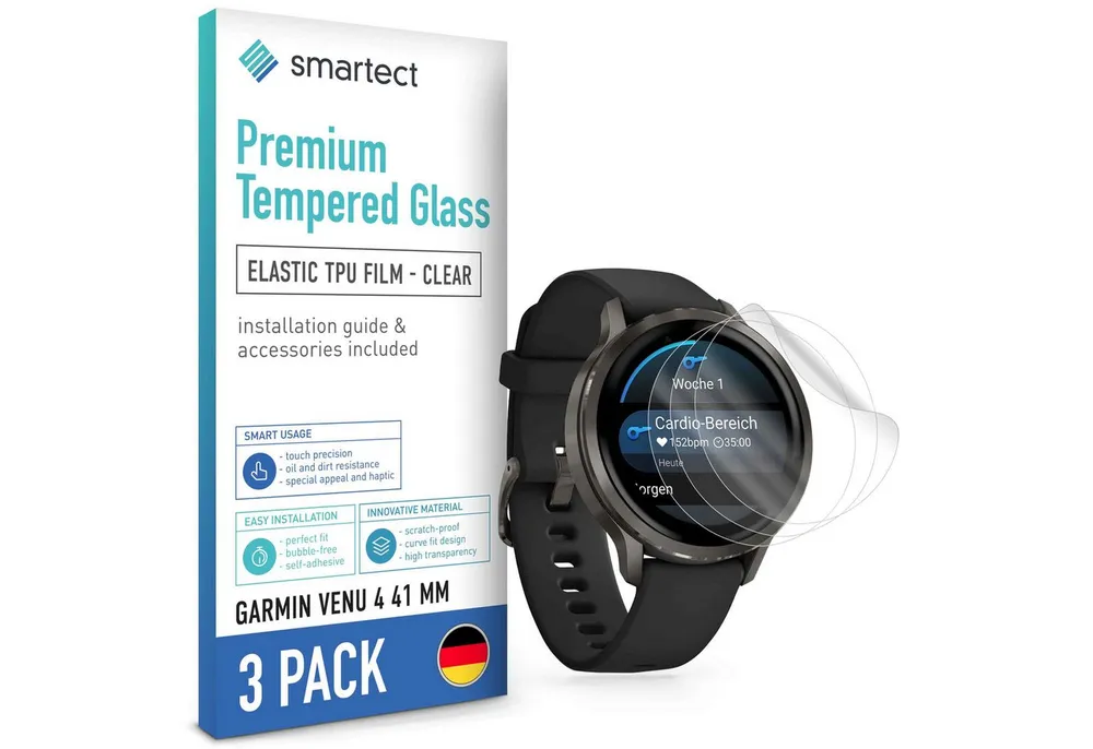 smartect Displayschutzfolie TPU Schutzfolie Klar für Garmin Venu 4 41 mm, Set, 3 Stück, Panzerfolie Bildschirm Displayfolie