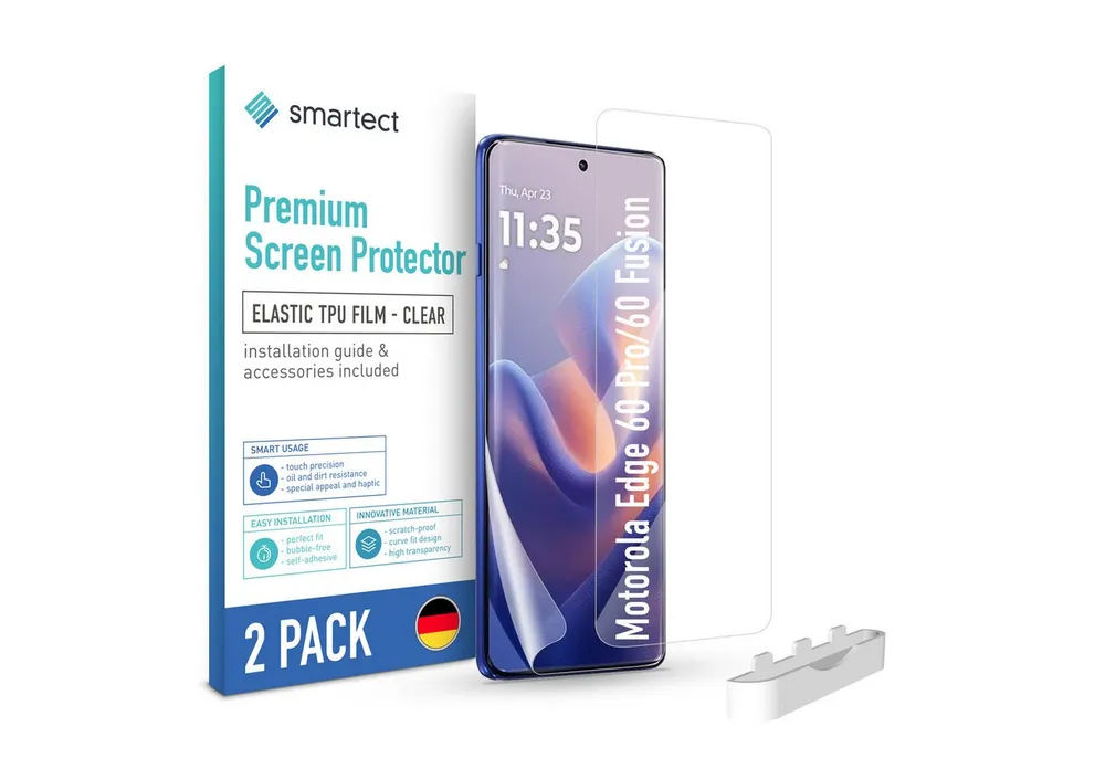 smartect Displayschutzfolie TPU Schutzfolie Klar für Motorola Edge 60 Pro/ 60 Fusion, Set, 2 Stück, Panzerfolie Bildschirm Displayfolie