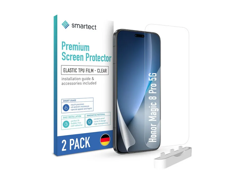 smartect Displayschutzfolie TPU Schutzfolie Klar für Honor Magic 8 Pro 5G, Set, 2 Stück, Panzerfolie Bildschirm Displayfolie