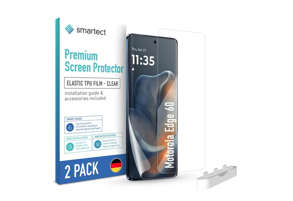 smartect Displayschutzfolie TPU Schutzfolie Klar für Motorola Edge 60, Set, 2 Stück, Panzerfolie Bildschirm Displayfolie