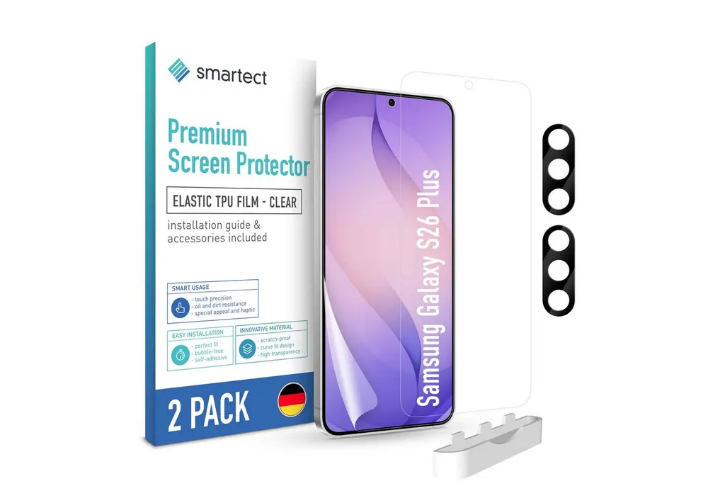 smartect Displayschutzfolie TPU Schutzfolie Klar für Samsung Galaxy S26 Plus, Set, 2 Stück, Panzerfolie Bildschirm Displayfolie