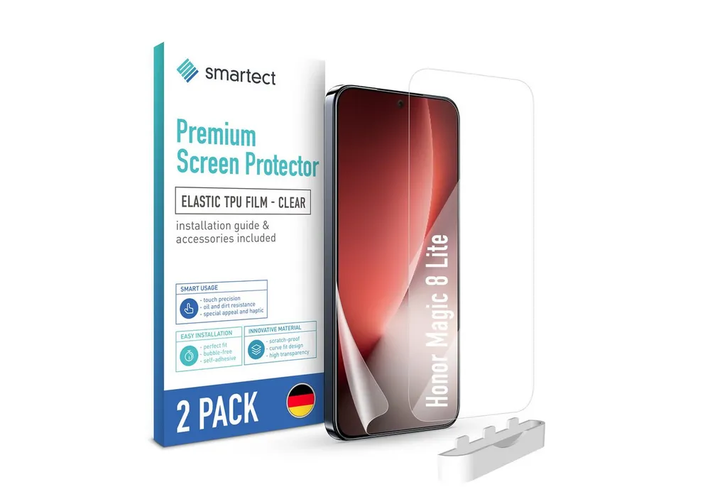 smartect Displayschutzfolie TPU Schutzfolie Klar für Honor Magic 8 Lite, Set, 2 Stück, Panzerfolie Bildschirm Displayfolie