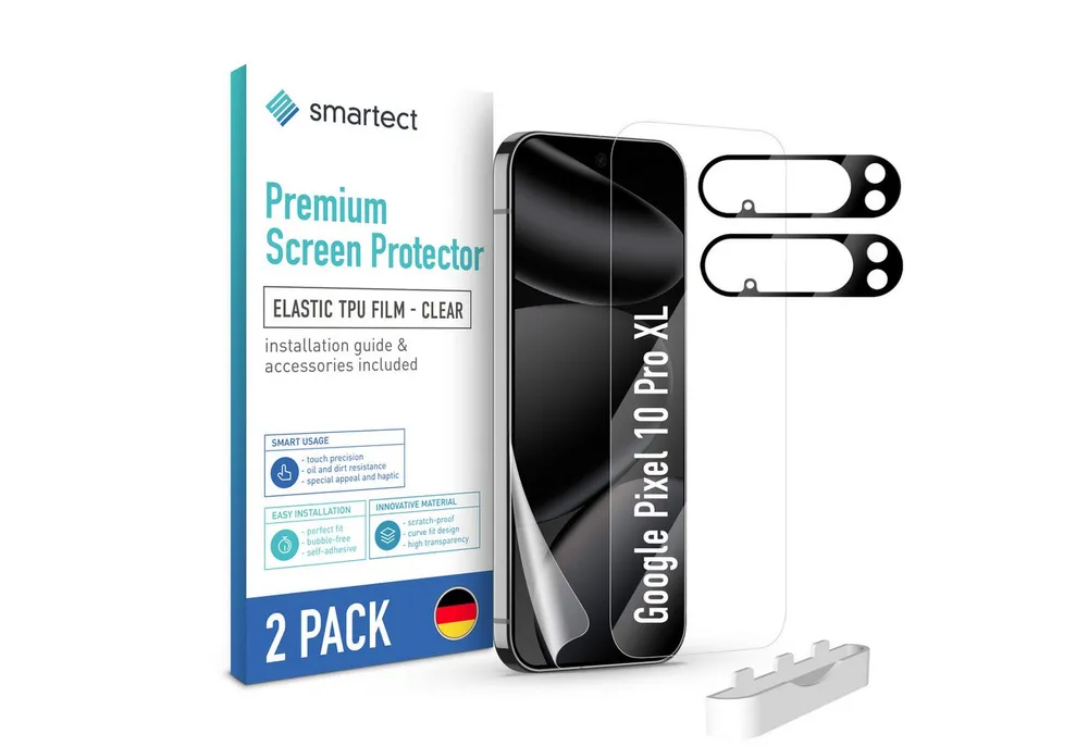 smartect Displayschutzfolie TPU Schutzfolie Klar für Google Pixel 10 Pro XL, Set, 2 Stück, (Display + Kamera) Panzerfolie Displayfolie