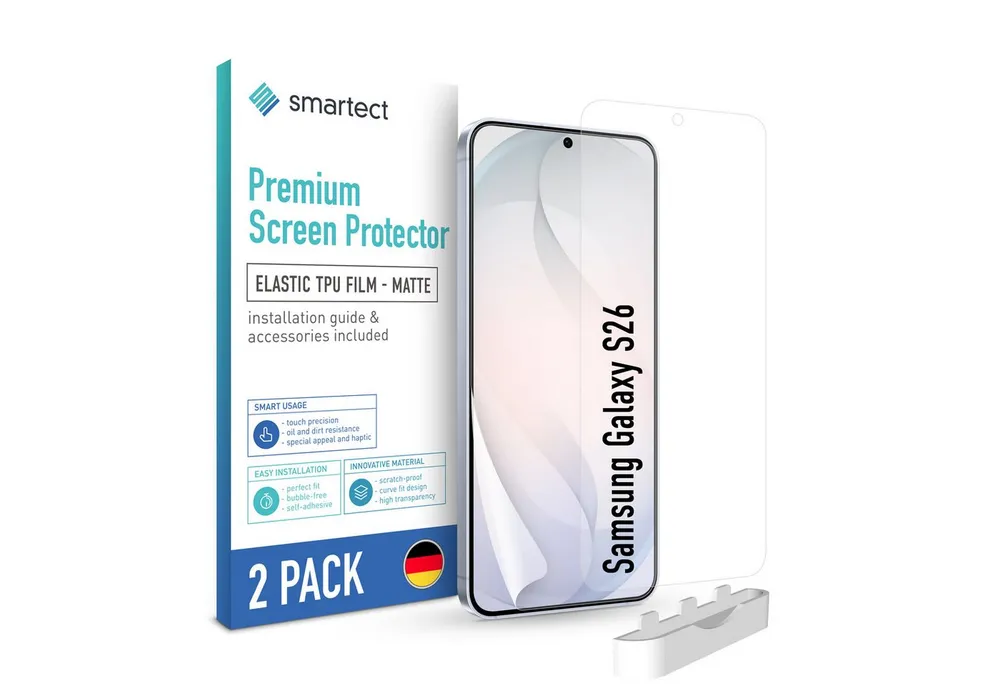 smartect Displayschutzfolie TPU Schutzfolie Matt für Samsung Galaxy S26, Set, 2 Stück, (Display + Kamera) Panzerfolie Displayfolie