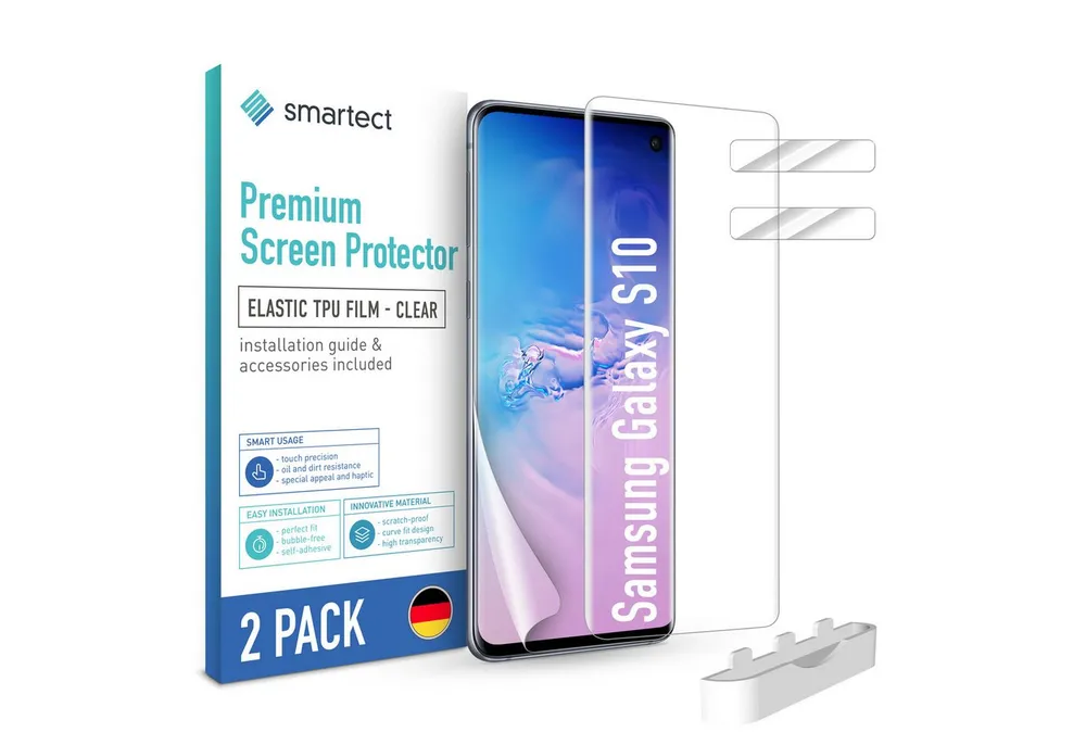 smartect Displayschutzfolie TPU Schutzfolie Klar für Samsung Galaxy S10, Set, 2 Stück, (Display + Kamera) Panzerfolie Displayfolie
