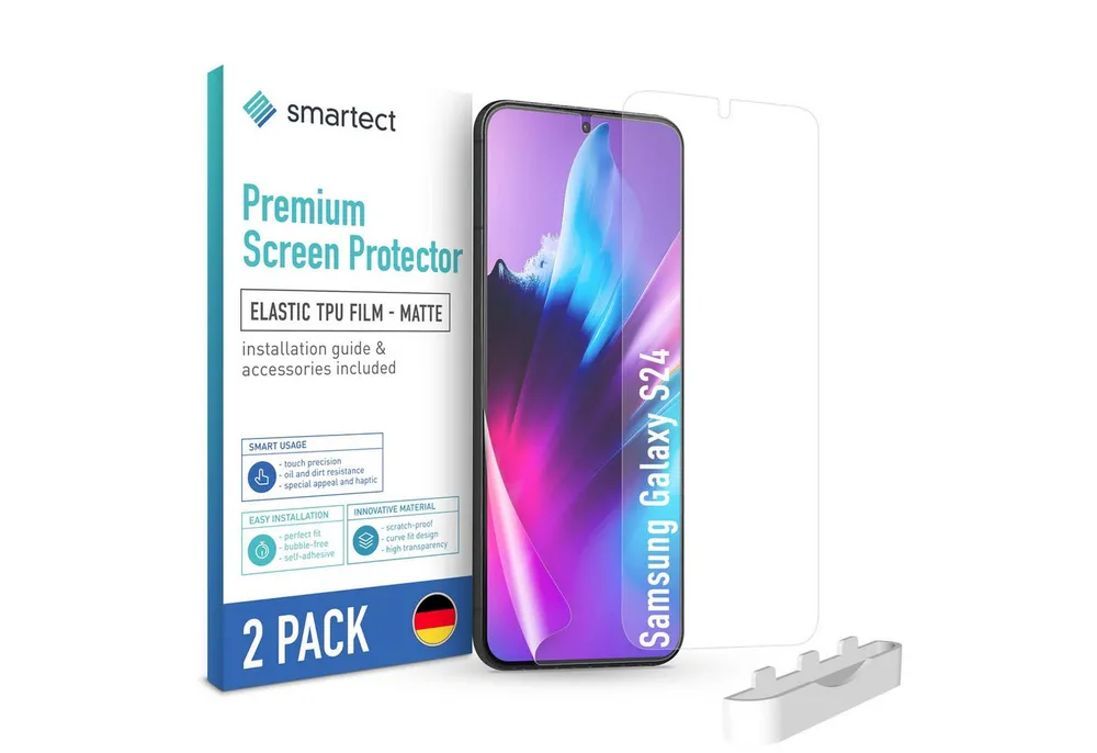 smartect Displayschutzfolie TPU Schutzfolie Matt für Samsung Galaxy S24, Set, 2 Stück, Panzerfolie Bildschirm Displayfolie