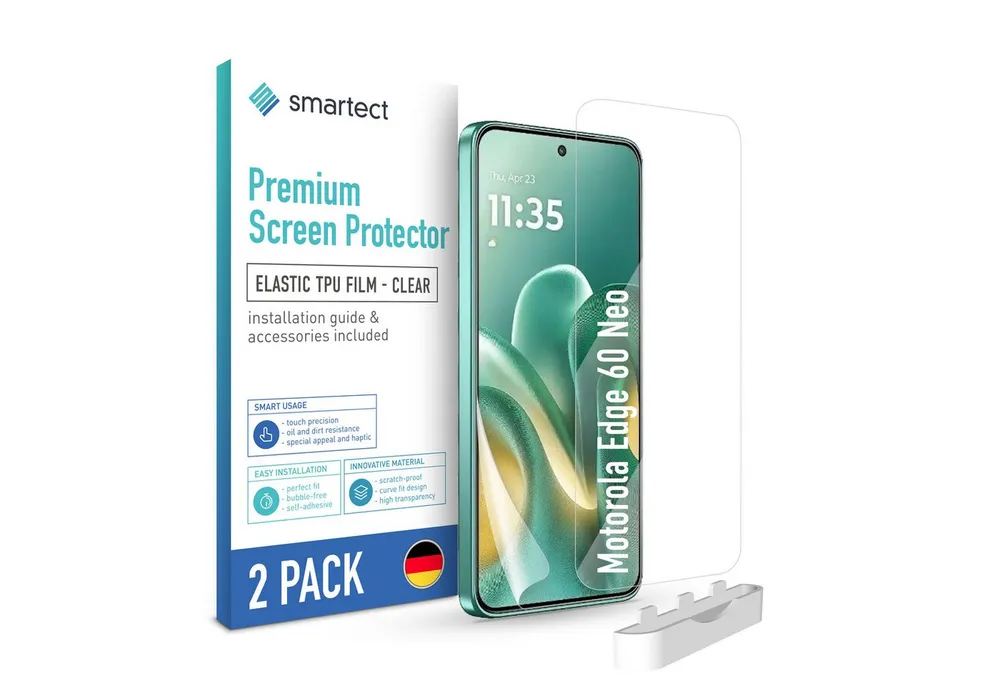 smartect Displayschutzfolie TPU Schutzfolie Klar für Motorola Edge 60 Neo, Set, 2 Stück, Panzerfolie Bildschirm Displayfolie