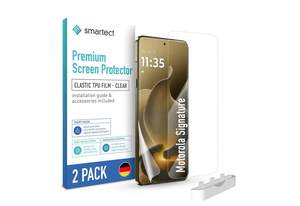 smartect Displayschutzfolie TPU Schutzfolie Klar für Motorola Signature, Set, 2 Stück, Panzerfolie Bildschirm Displayfolie