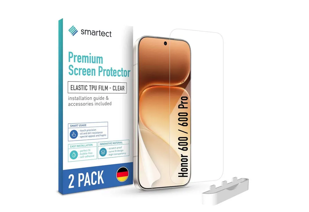 smartect Displayschutzfolie TPU Schutzfolie Klar für Honor 600 / 600 Pro, Set, 2 Stück, Panzerfolie Bildschirm Displayfolie