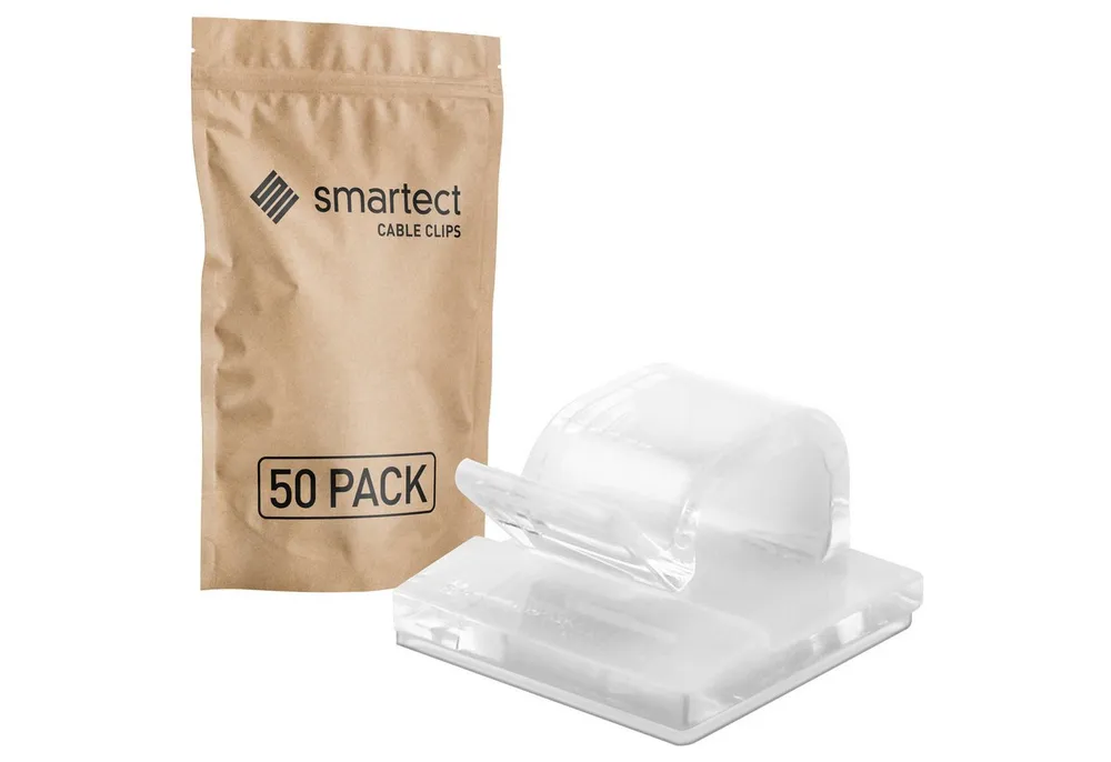 smartect Kabelzubehör smartect Kabelhalter selbstklebend 1,5x1,5 cm, (Set, 50-tlg., Kabelführung für Kabelmanagment am Schreibtisch)