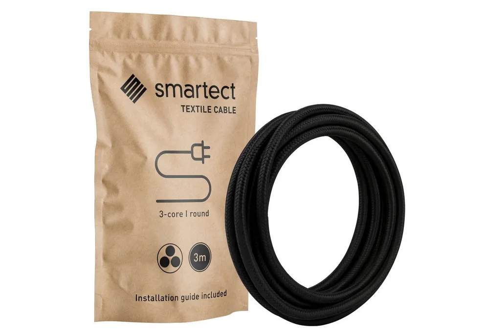 smartect smartect Textilkabel Round (3 x 0.75 mm) Stromkabel, (300 cm), Stoffkabel Elektro für eigenes DIY-Projekt