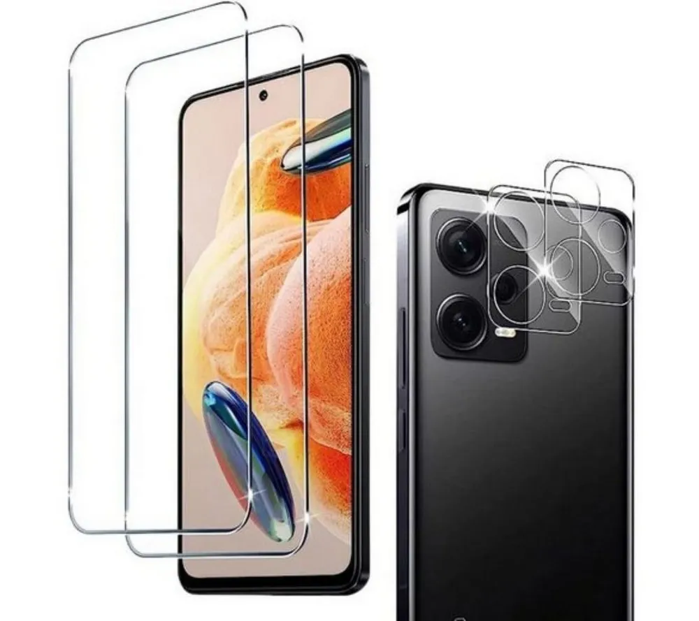 SmartUP Displayschutzglas 2X Schutzglas für Xiaomi Redmi Note 12 Pro 5G Panzerfolie Kamera 9H