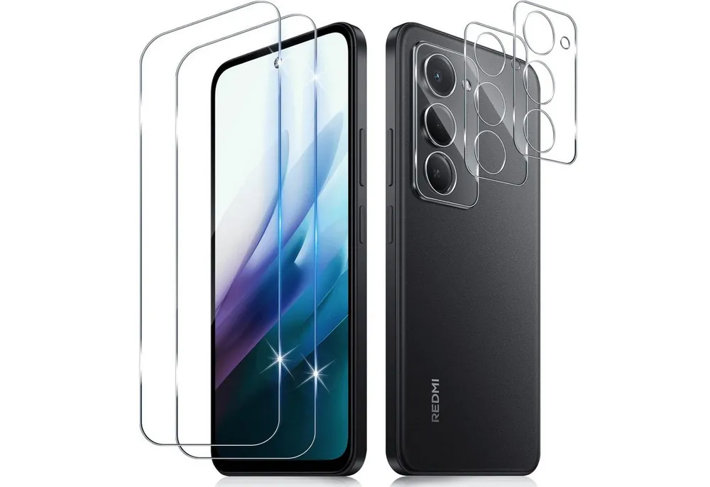 SmartUP Displayschutzglas 2X Schutzglas für Xiaomi Redmi 15 Display Kamera Panzerfolie Full 9H für Xiaomi Redmi 15, 4 Stück, Rundumschutz, passgenaue Verarbeitung