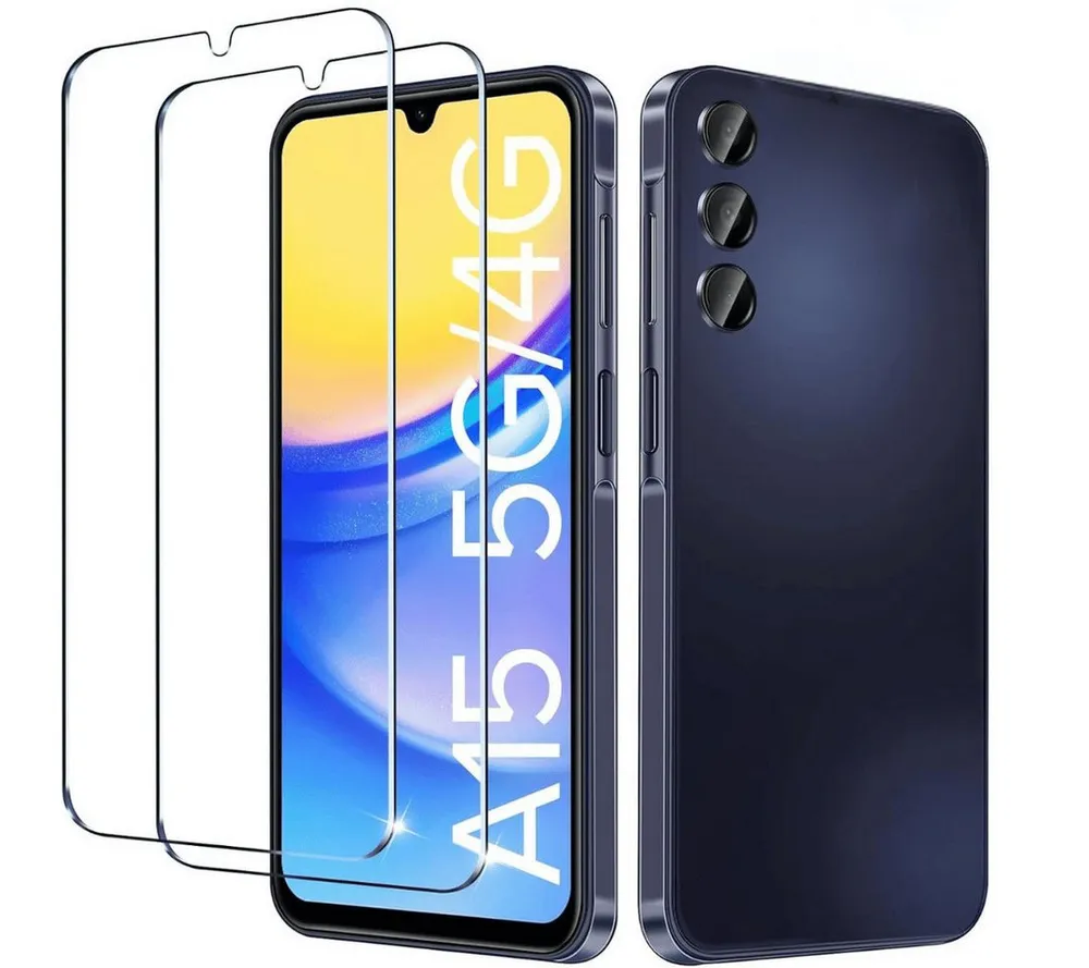 SmartUP Displayschutzglas 2X Schutzglas für Samsung Galaxy A15 5G Panzerfolie Display Full 9H für Für Samsung Galaxy A15 5G, kompletter Displayschutz